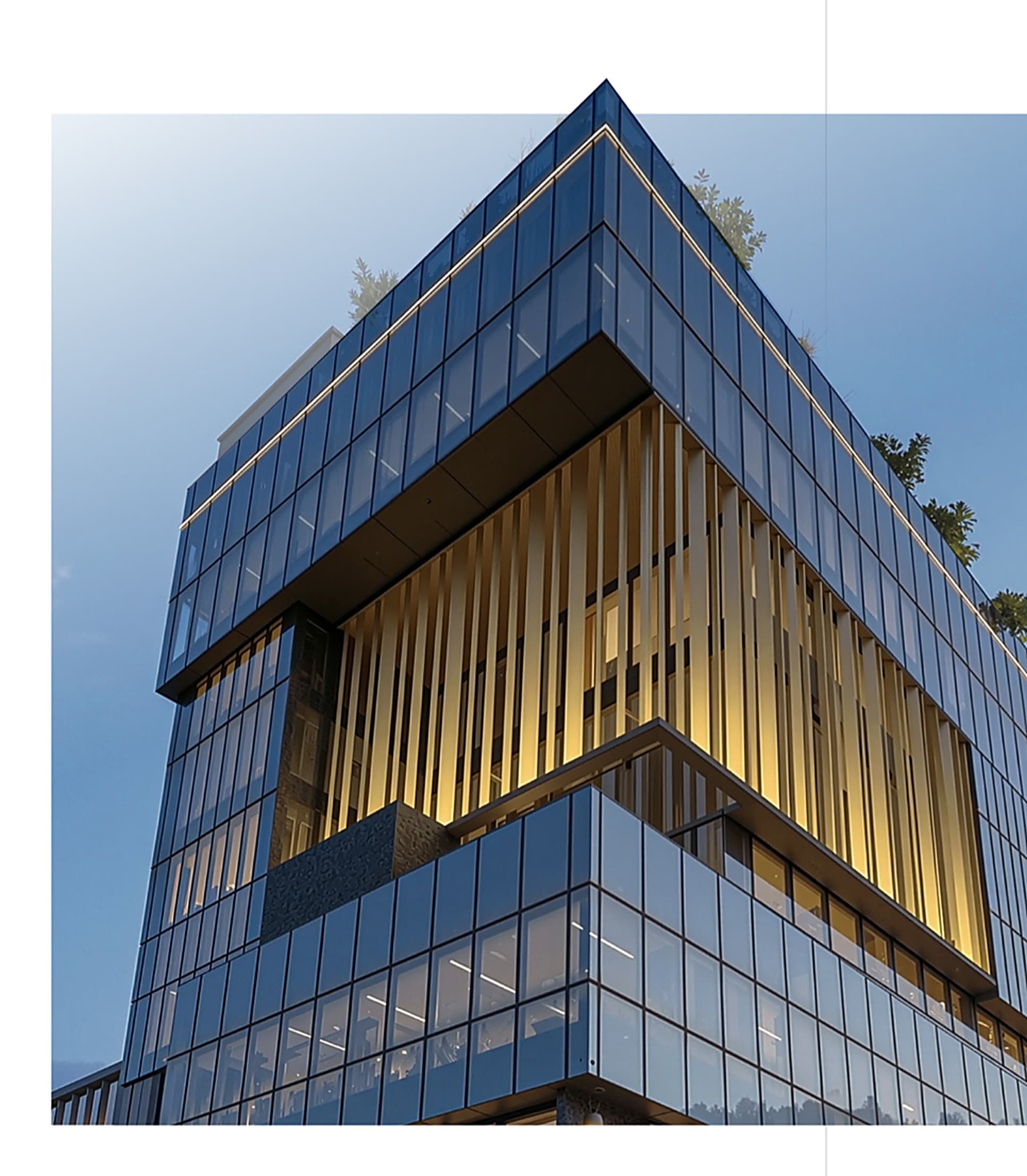 NOVA 245 — architectural detail at dusk